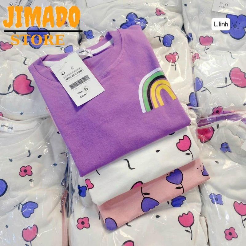 Độ bộ bé gái Combo 3 bộ phông hoa tim cầu vồng chất cotton 4 chiều cho bé JIMADO E1.072.120