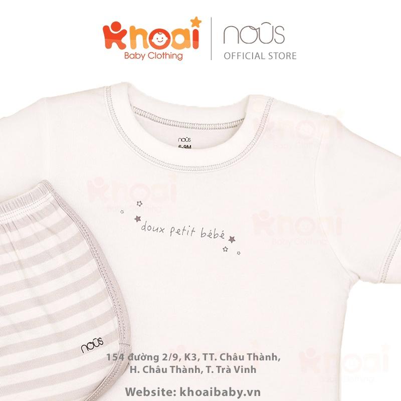 Bộ cài vai cộc Nous kẻ ghi trắng hình sao - Chất liệu Nu Petit 95% cotton thiên nhiên