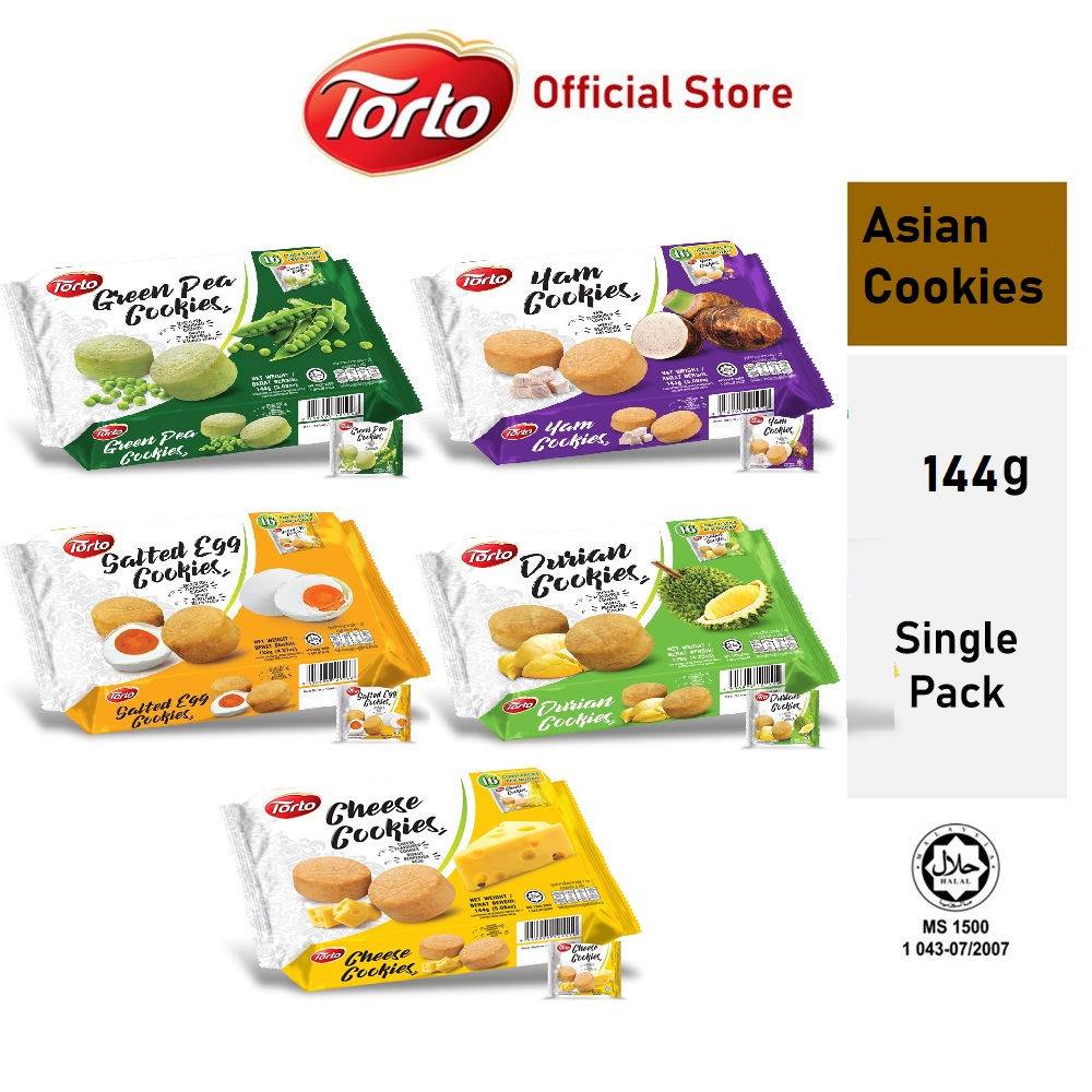 Bánh quy Đậu Xanh White castle nhập khẩu Malaysia 144g Torto Asian Cookies Green Pea Cookies