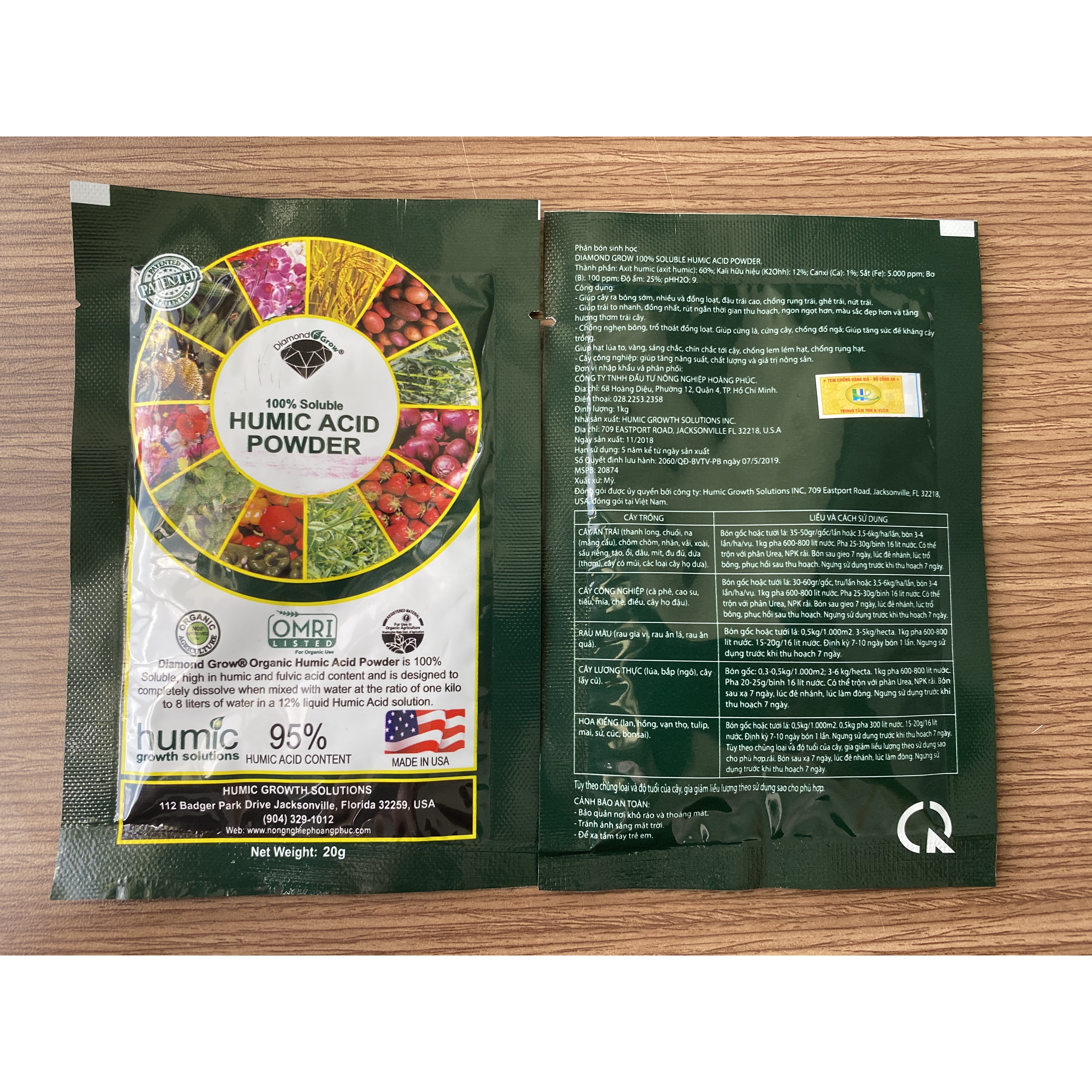 Phân Sinh Học 100% SOLUBLE HUMIC ACID POWDER GÓI 20g KÍCH THÍCH PHÁT TRIỂN BỘ RỄ KHOẺ MẠNH, TĂNG NĂNG SUẤT CÂY TRỒNG, SỬ DỤNG CHO CÂY ĂN TRÁI , CÂY CÔNG NGHIỆP, CÂY LƯƠNG THỰC, CẤY KIỂNG,...