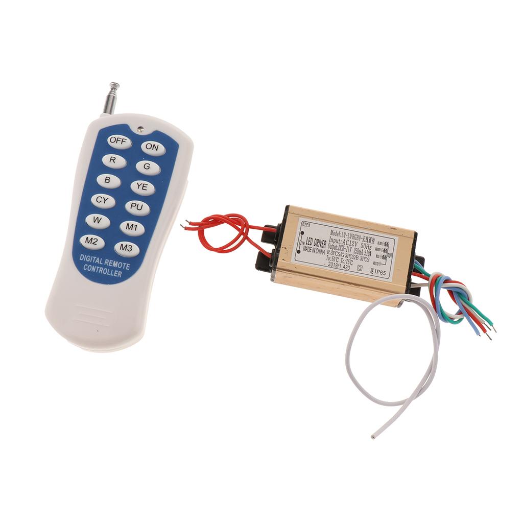 AC12-24V 3-18W Điều Khiển từ xa Đèn RGB Lái Xe Chống Nước Cấp Nguồn ĐÈN LED
