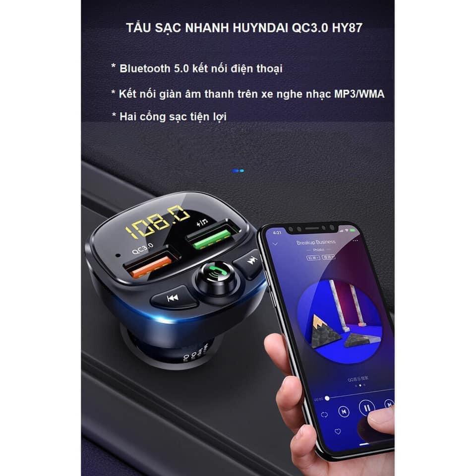 Tẩu Nghe Nhạc Bluetooth Kiêm Sạc Điện Thoại Đa Năng, Nhận Cuộc Gọi Rảnh Tay Cho Ô Tô Xe Hơi Hyundai HY-87 (