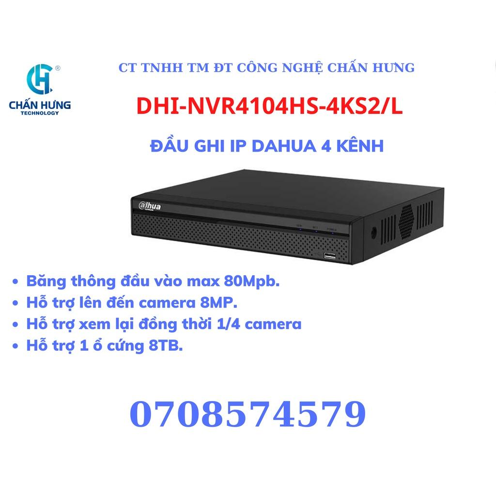 Đầu ghi hình IP  DAHUA DHI-NVR4104HS-4KS2/L 4 kênh - Hàng chính hãng