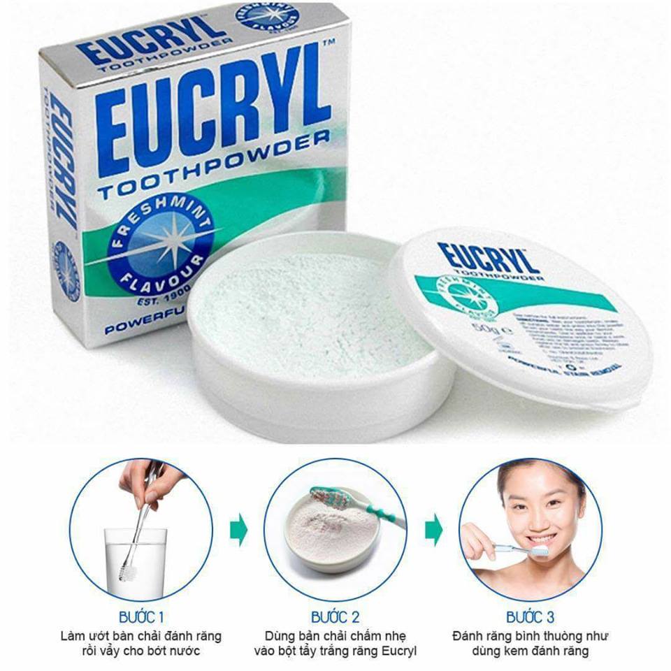 Combo 3 Kem Đánh Răng 62g và 1 Bột Tẩy Trắng Răng Eucryl 50g - Hàng nội địa Anh