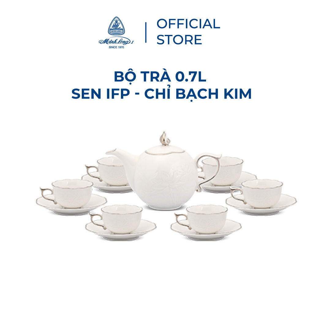 Bộ Trà Sứ Minh Long  0.7 L - SEN IFP - Chỉ Bạch Kim