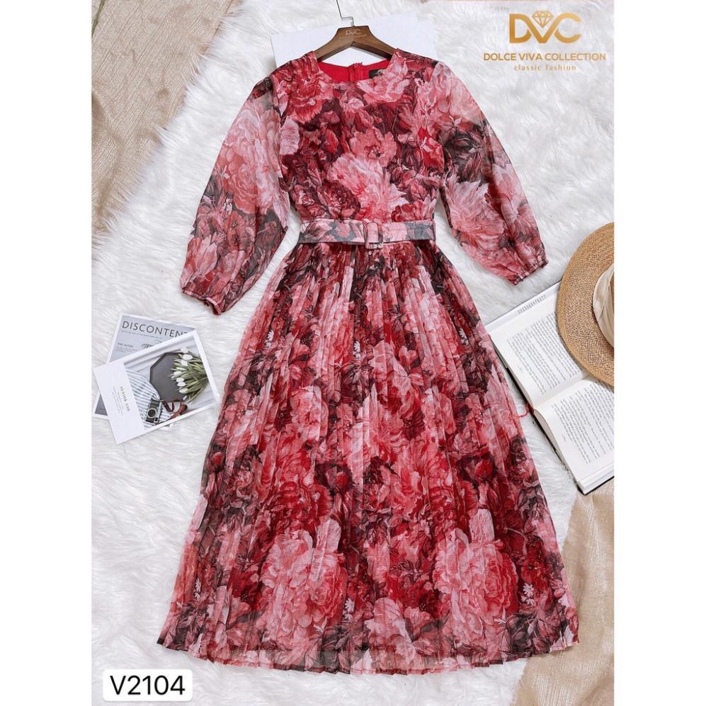 Đẹp Shop DVC Váy xòe hoa chân dập li V2104 - Kèm video và ảnh trải sàn