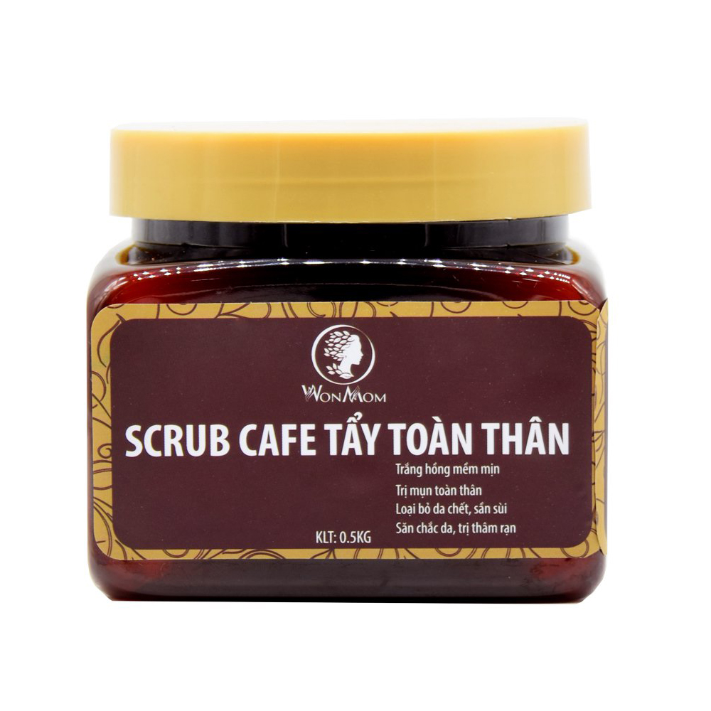 Scrub Cafe Tắm Và Tẩy Tế Bào Chết Toàn Thân Giúp Da Sáng Bật Tone Trắng Hồng Wonmom Hũ 500Gr - Chăm Sóc Da Toàn Thân An Toàn Tại Nhà