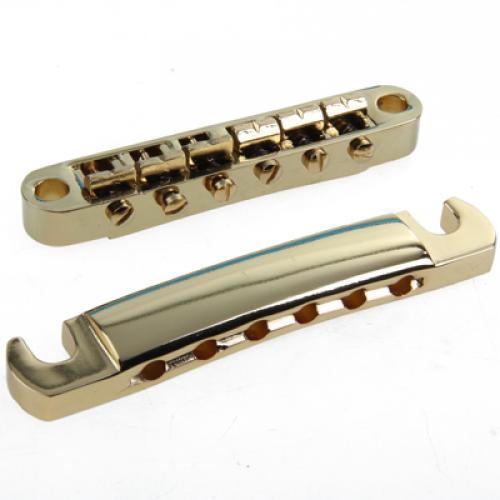 Gold Bridge Tailpiece + Sealed Humbucker Pickup Set for Les Paul Guitar