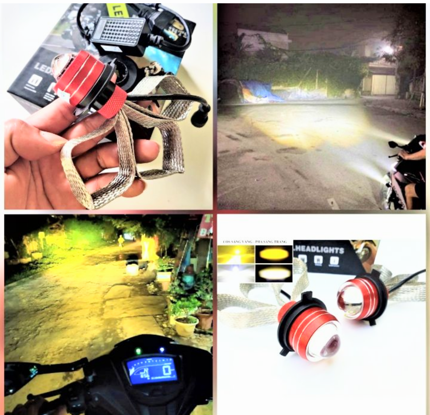 1 BÓNG ĐÈN PHA VÀNG CỐT TRẮNG KIỂU ĐUÔI CÔNG SIÊU SÁNG LẮP XE MÁY VÀ ÔTÔ MẪU MỚI HÀNG CAO CẤP