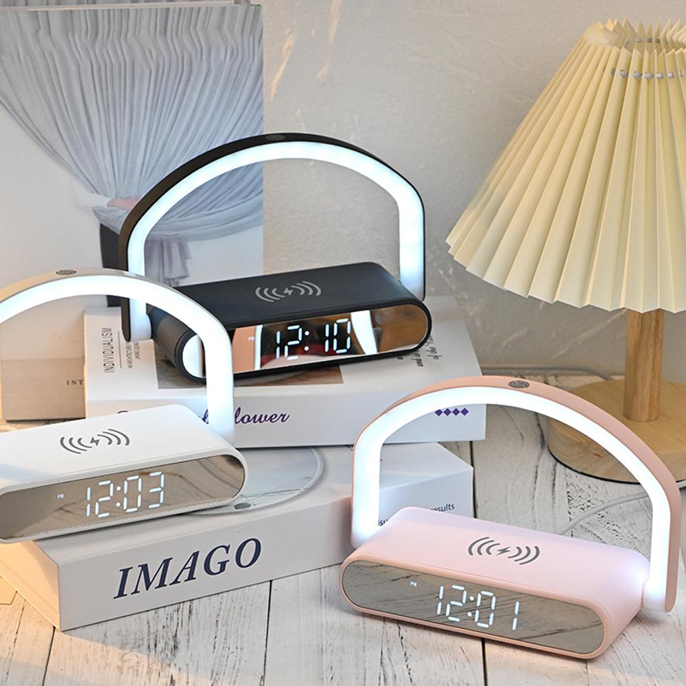 Đồng hồ báo thức tích hợp sạc không dây có thể làm đèn ngủ M1192