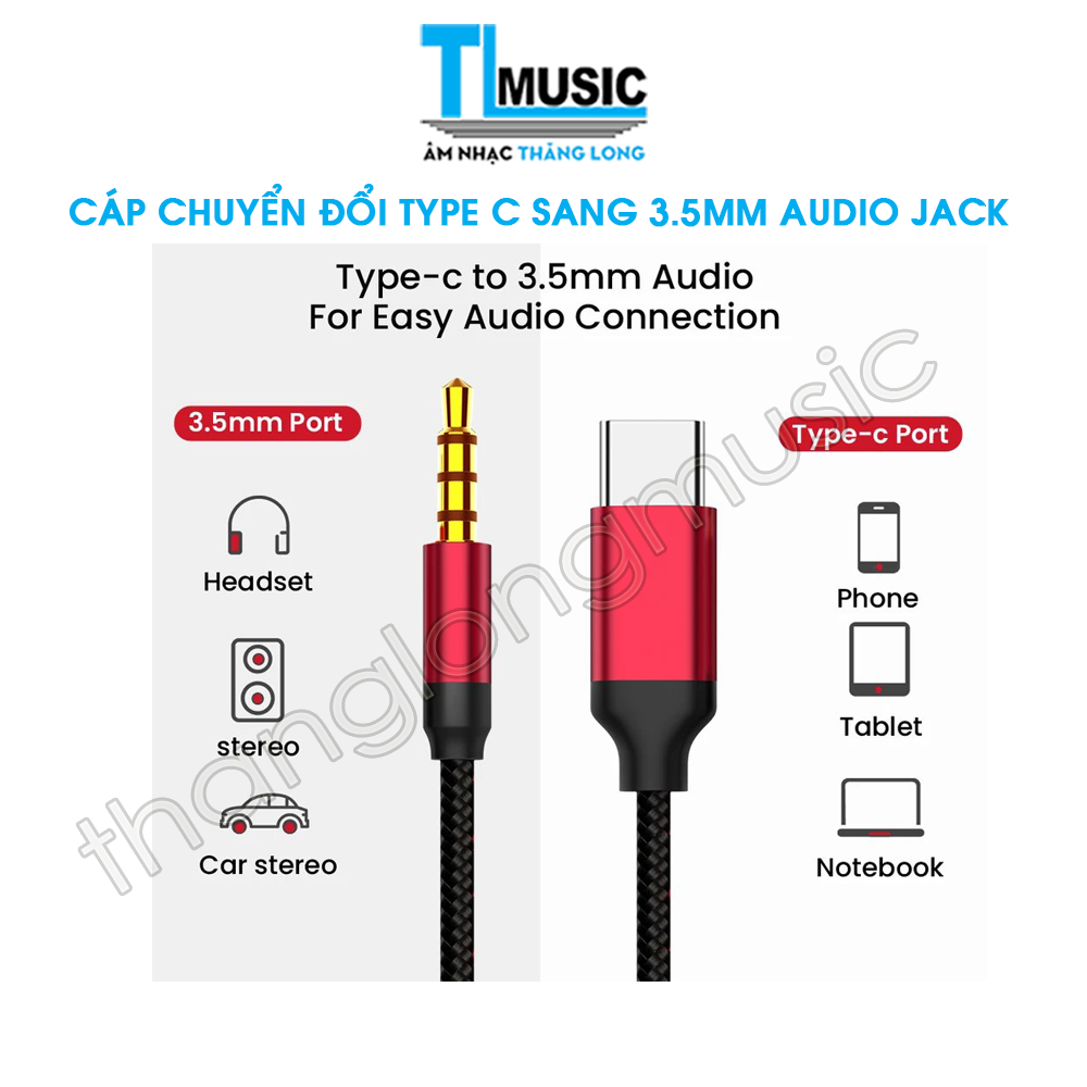 Dây cáp Âm Thanh Chuyển Đổi Type C Sang Jack 3.5mm Aux ( USB Type-C to 3.5mm Jack Audio Cable )