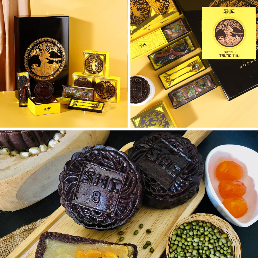Bộ Trăng Phú Quý MS - 4 bánh trung thu socola - SHE Chocolate - Món quà sức khỏe dành tặng người thân - Trung thu 2023