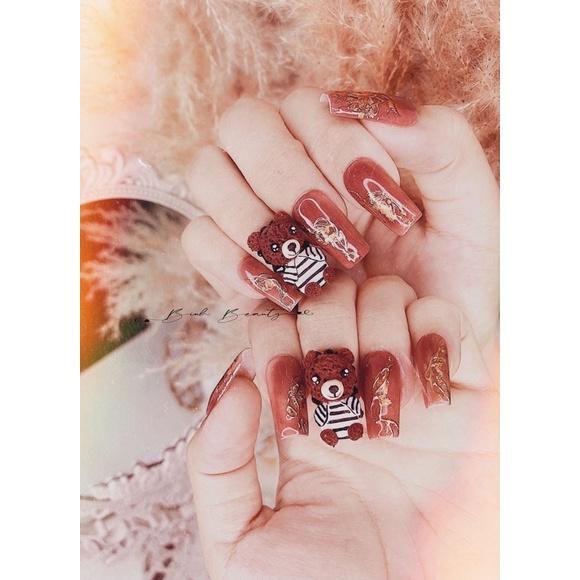 Nail Box thiết kế_ gấu _phom vuông_màu bột siêu hot
