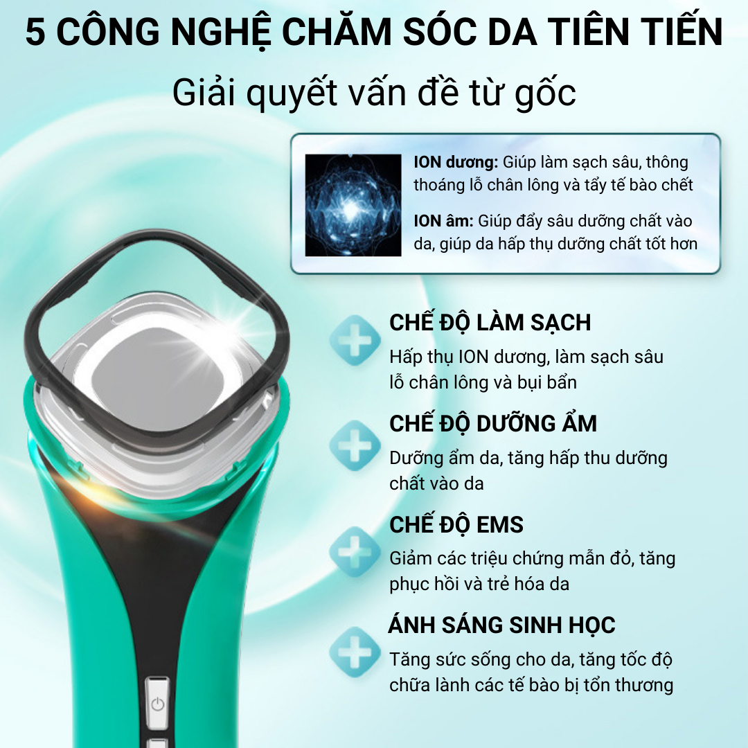 Máy Đẩy Tinh Chất Nóng Lạnh ION D829, Máy Điện Di Tinh Chất Massage Mặt Công Nghệ ION Thế Hệ Mới 2022