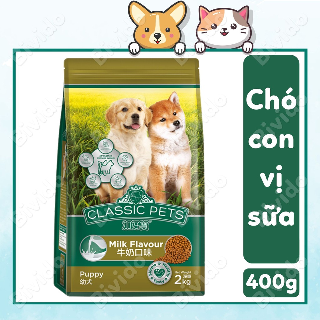 Hình ảnh Thức ăn Classic Pets cho chó con vị sữa tươi Puppy Milk Flavor túi 400g - Bivido Pet Shop