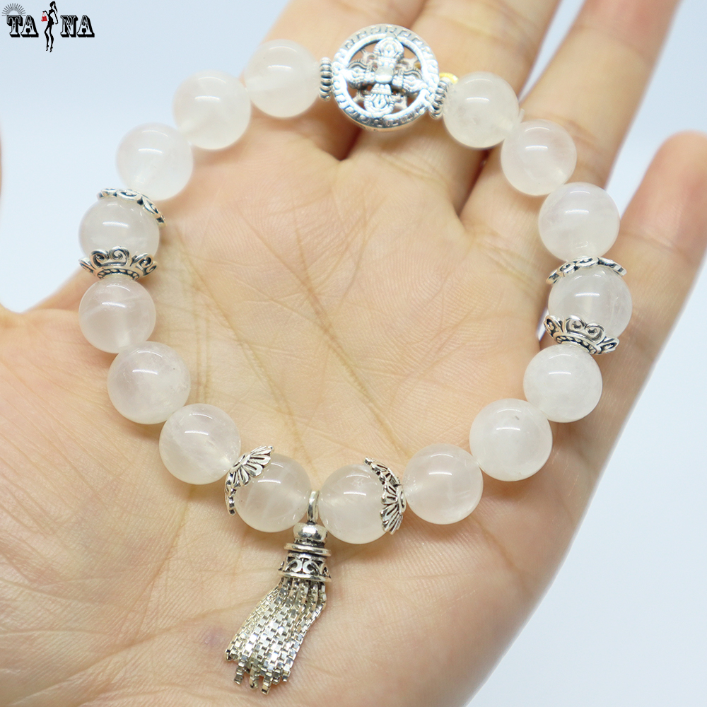Vòng đá mặt trăng 10mm charm bạc 925 cao cấp