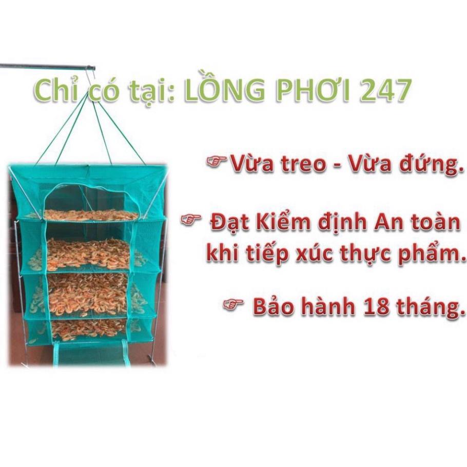Xả hàng sale 45x45x60cm Lồng lưới phơi khô thực phẩm phơi cá chống côn trùng treo 4 tầng để phơi cá khô có thể xếp gọn-