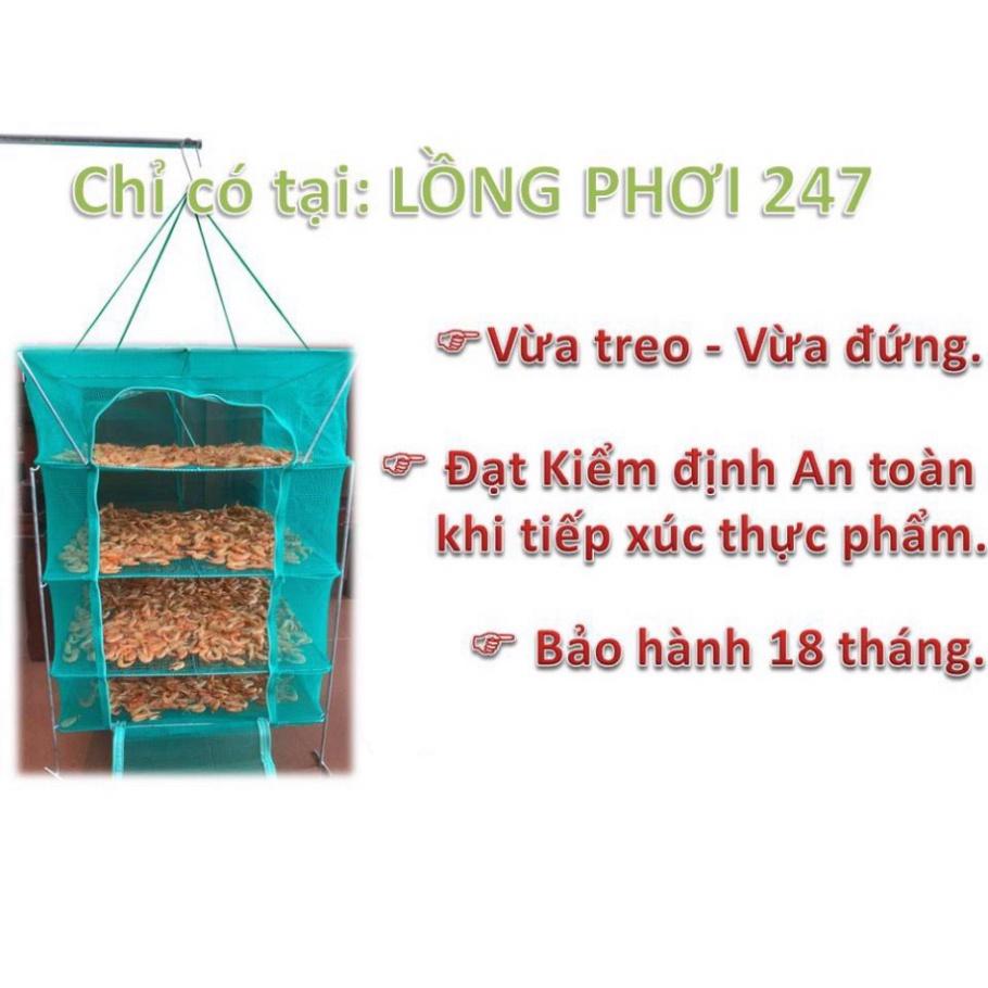 xả hàng sale 45x45x60cm Lồng lưới phơi khô thực phẩm phơi cá chống côn trùng treo 4 tầng để phơi cá khô có thể xếp gọn- 