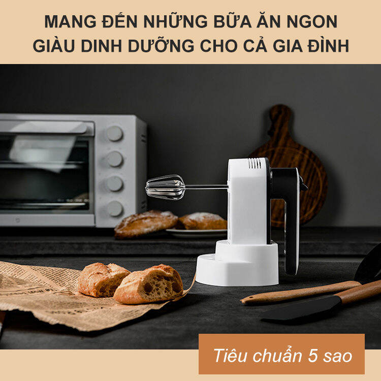 Máy đánh trứng đa năng 5 chế độ Ostini thế hệ mới - mẫu máy đánh trứng cầm tay có thể đánh kem, trộn nhào bột - Tặng dụng cụ tách trứng và đế để bàn