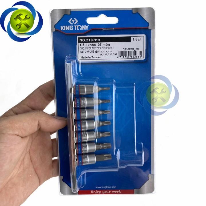 Bộ tuýp lục giác sao có lỗ Kingtony 2107PR loại 14 7 chi tiết (T10-T40)