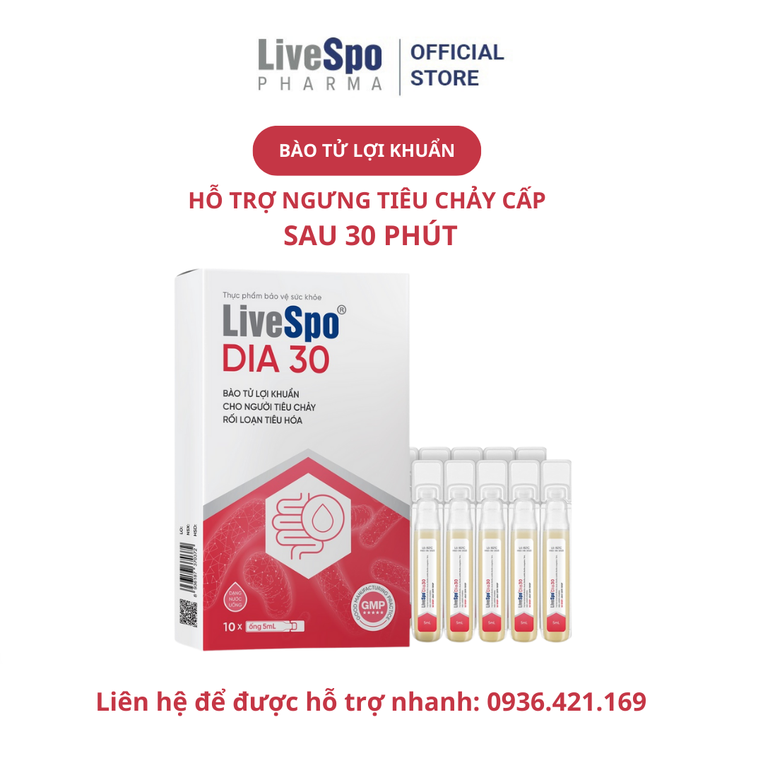 Livespo Spo DIA 30 - Giảm Triệu Chứng Tiêu Chảy Cấp Hộp 10 ống x 5ml