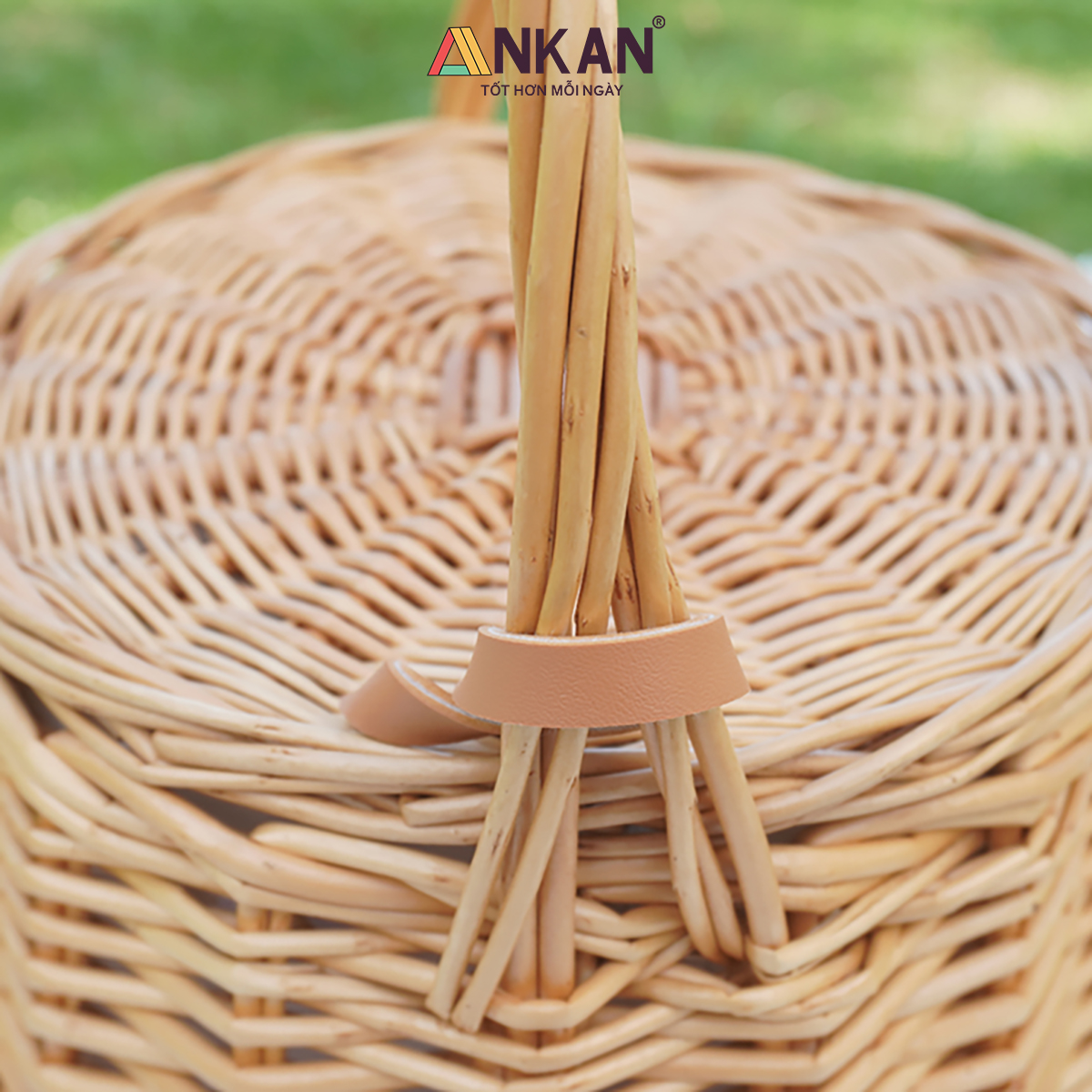 Giỏ Mây Picnic Có Nắp Quai Xách Vintage - Giỏ Mây Tre Đan Thủ Công Cao Cấp Đựng Đồ Ăn, Decor Chụp Ảnh Dã Ngoại