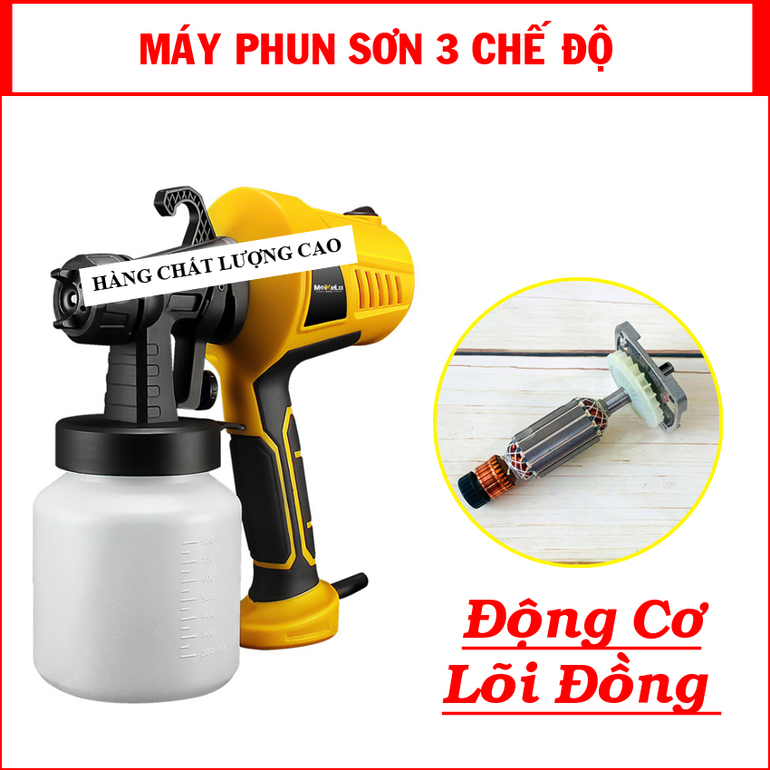 Máy Phun Sơn Cầm Tay Công Suất Lớn 3 Chế độ Phun Đa Năng Cao Cấp Chẩn Lõi Đ.ồng