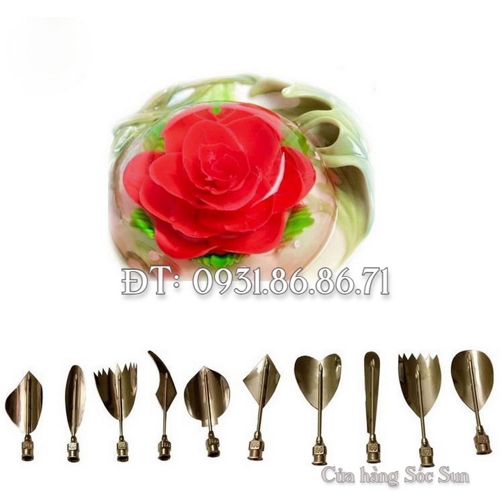 Bộ 10 dụng cụ làm rau câu 3D - Tặng kèm xi lanh – Mã số 1360