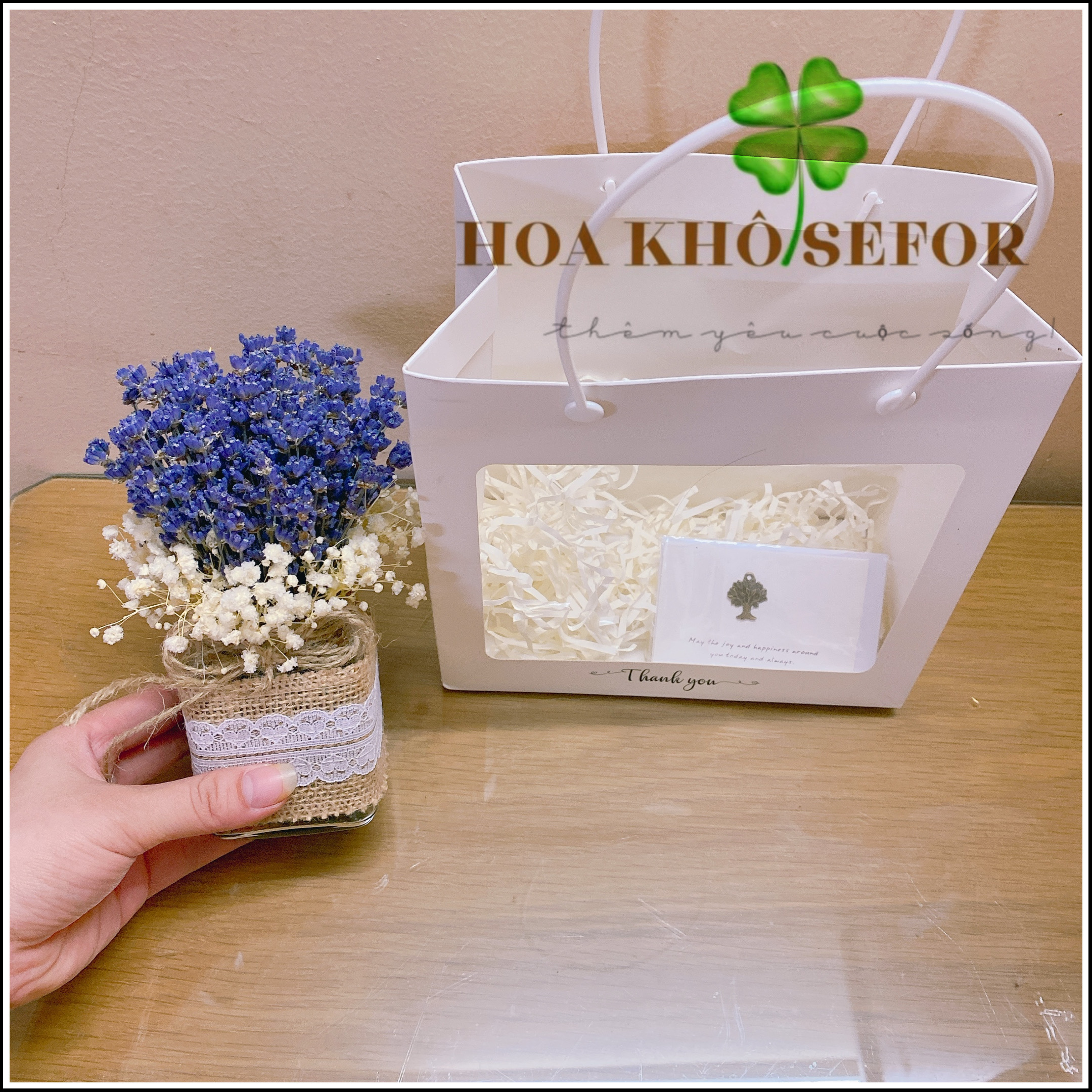 Lọ hoa Lavender &amp; túi quà tặng - Hoa khô Oải Hương