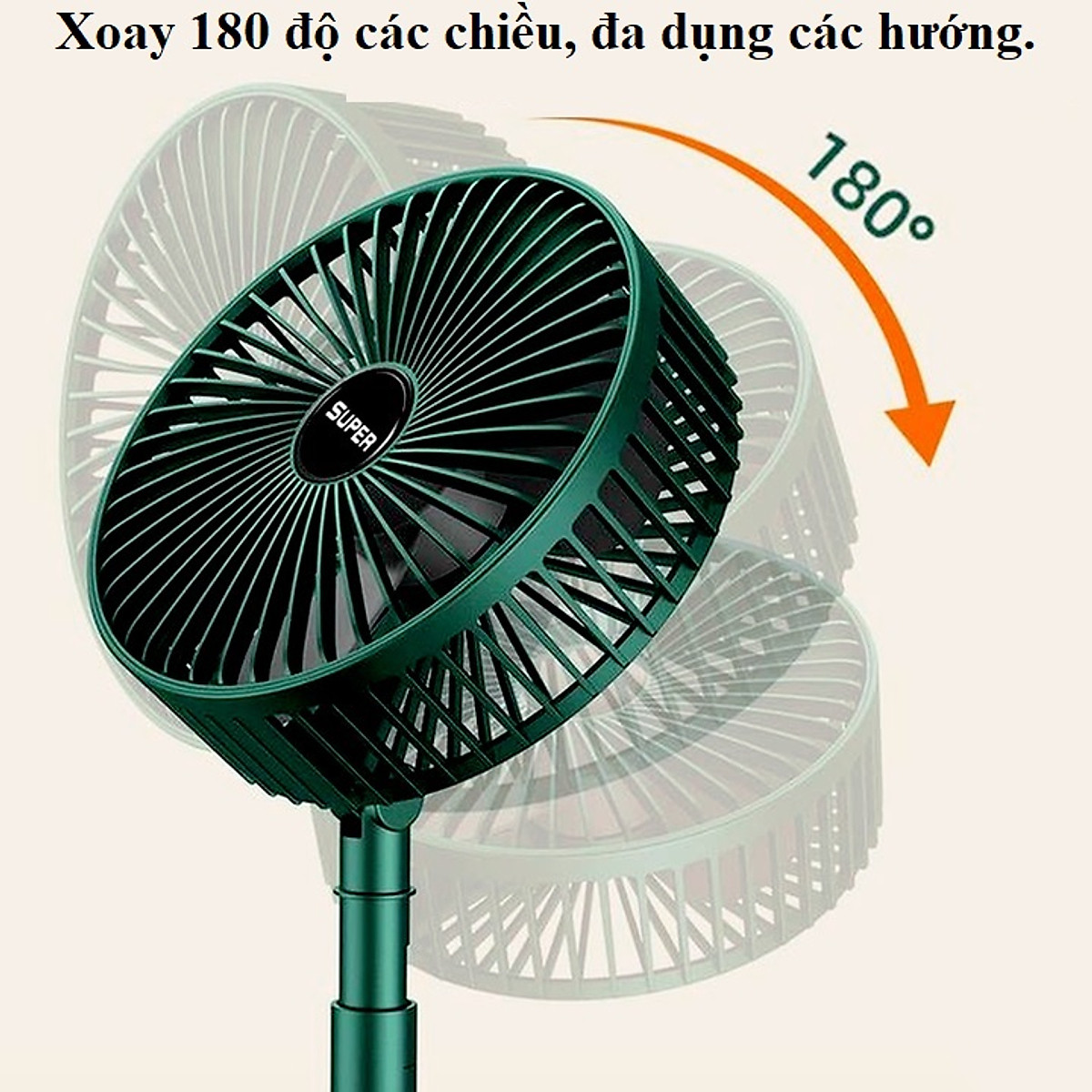 Quạt sạc mini để bàn gấp gọn có 3 chế độ gió, có thể xoay 180 độ tiện dụng - hàng chính hãng