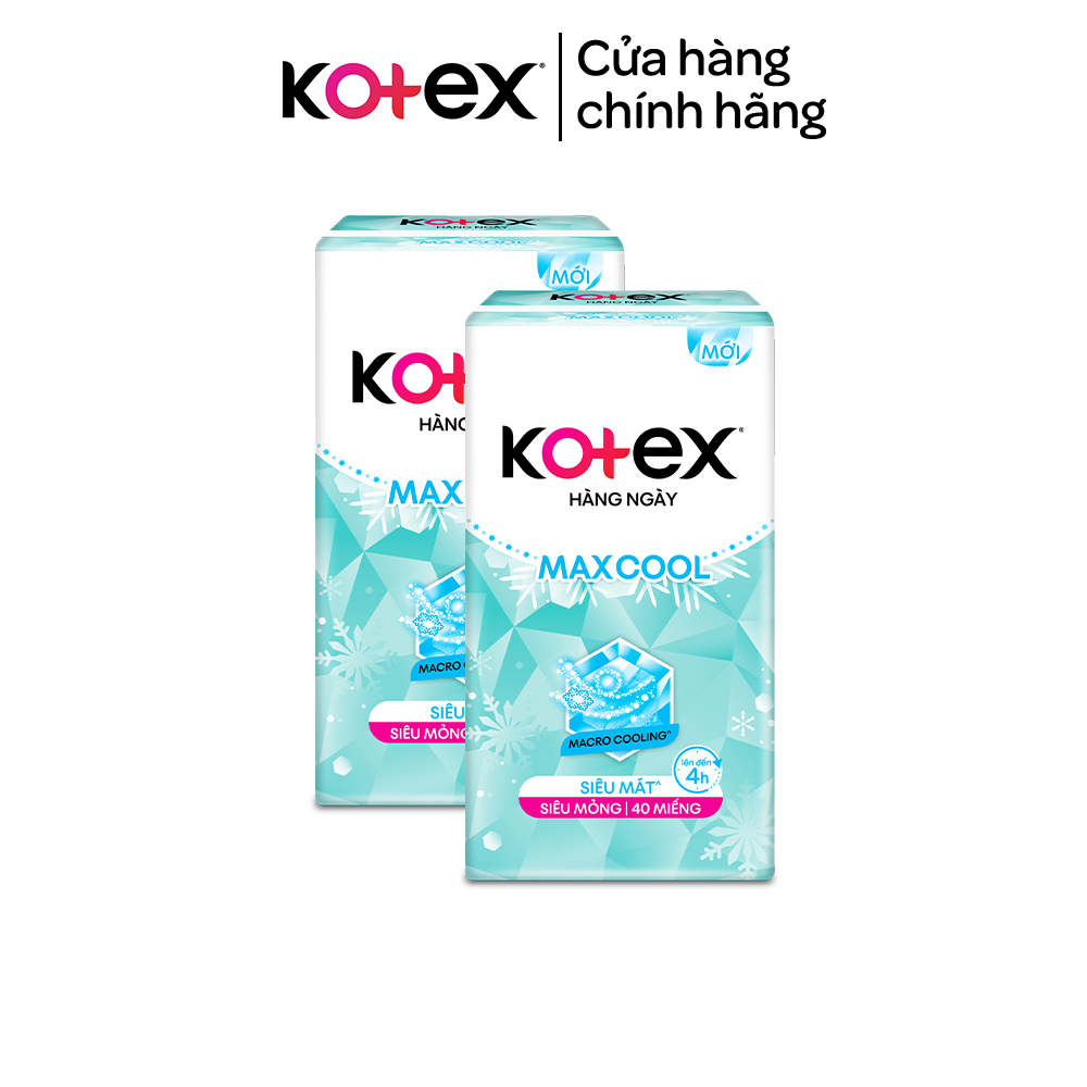 Combo 2 gói băng vệ sinh Kotex Maxcool hằng ngày kháng khuẩn 40 miếng