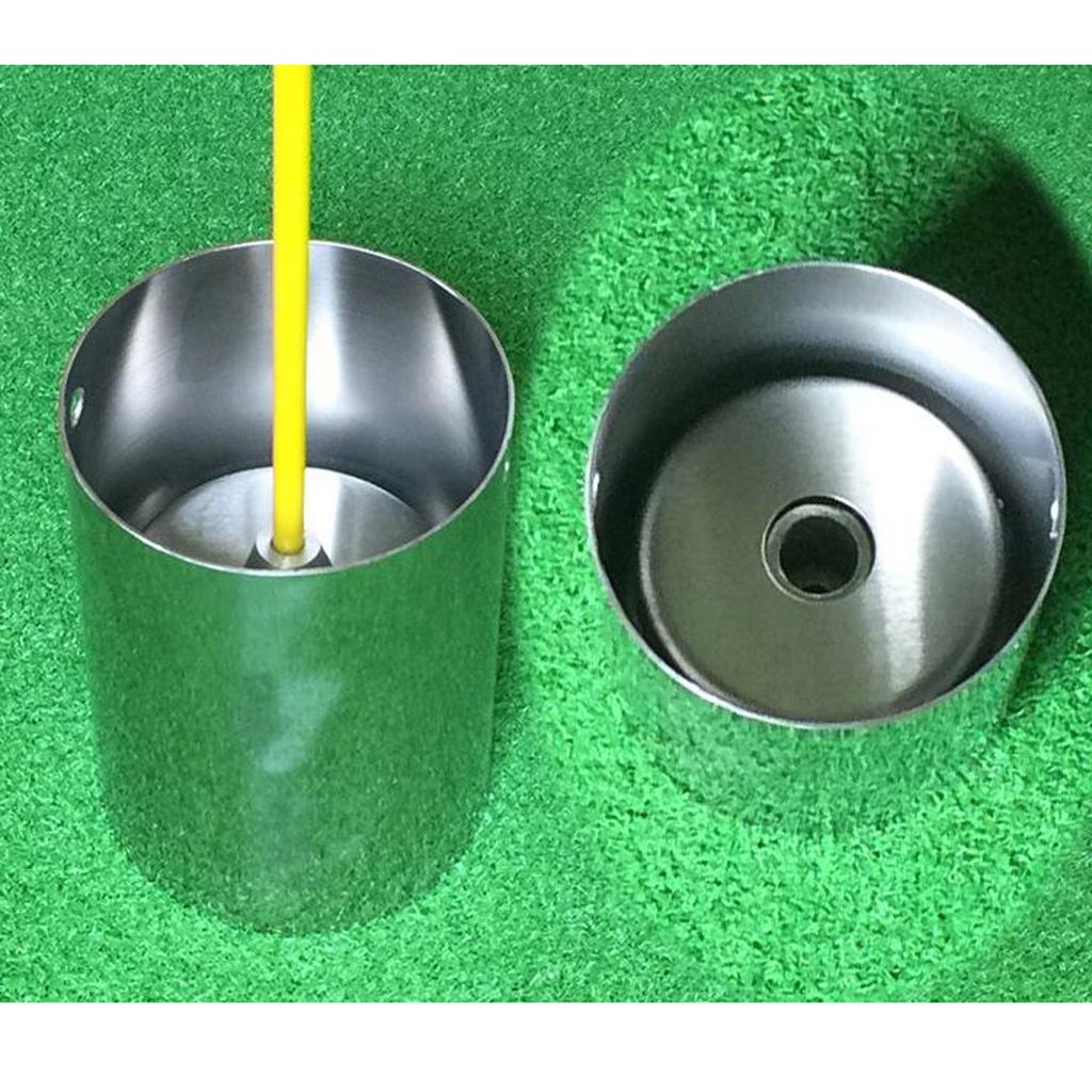 Stainless Steel Golf Training Hole Cup Putting Green Golf Practice Cup Flagstick Holder Accessories