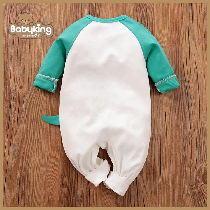 BodySuit,áo liền quần dễ thương dài tay khủng long xanh lá cho bé (2070), cotton 100%, thương hiệu Aiueo Nhật Bản