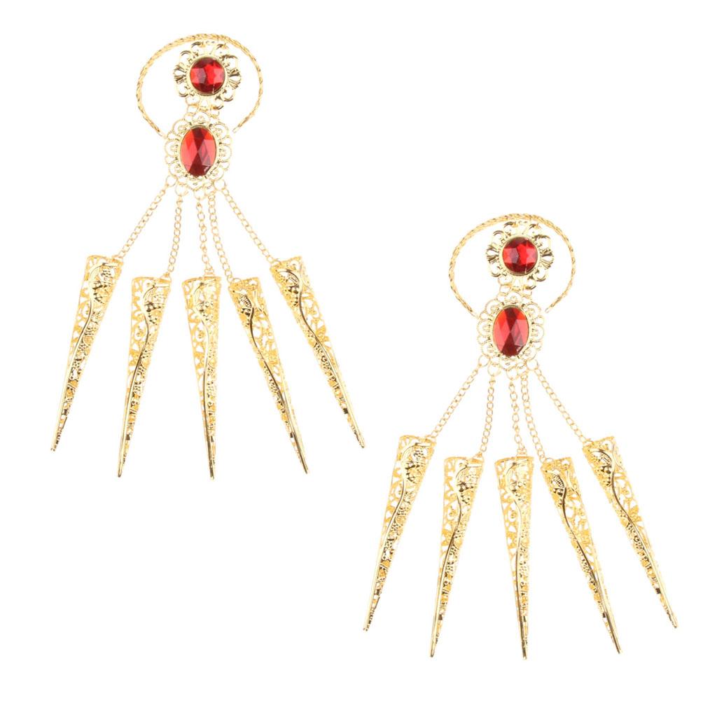 2Pieces Indian Belly Dance Perfome Bracelet Finger Nails Artificial jewelry