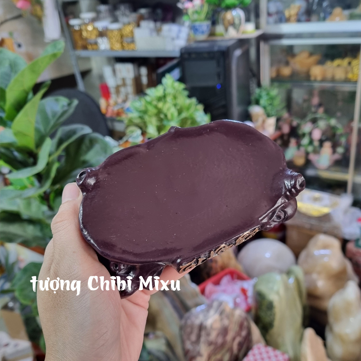 Tượng Thần Tài vui vẻ size 13cm kèm chân đế oval Tài Lộc Phát