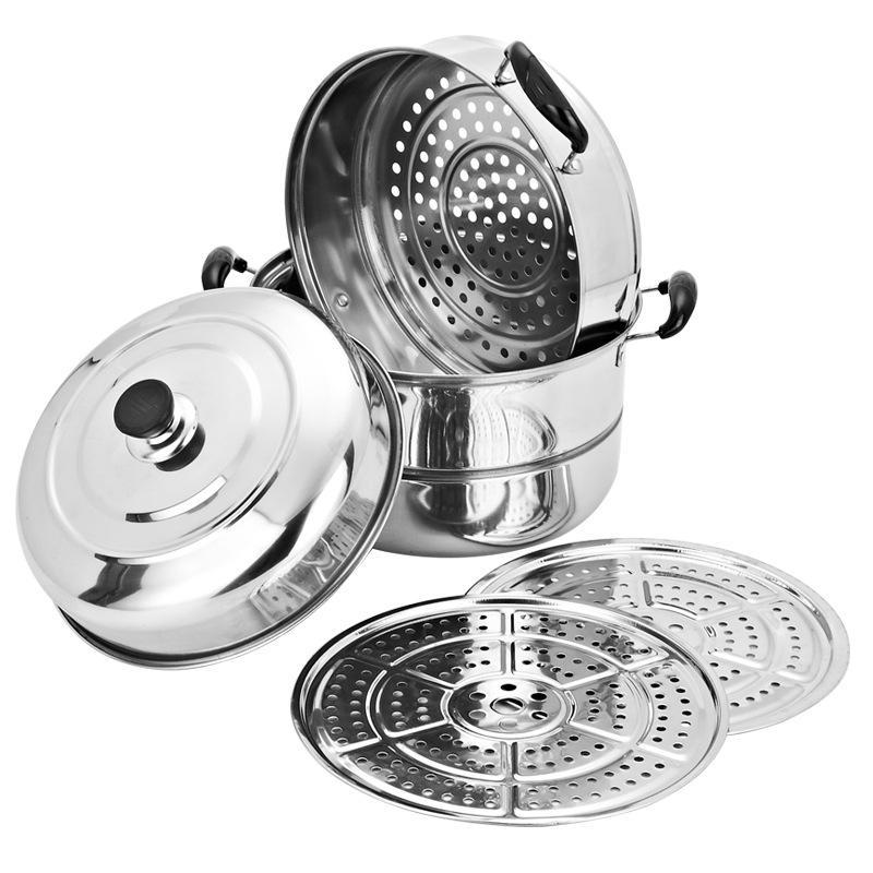 Đảm bảo chất lượng nồi hấp inox dày hợp chất đáy kích thước chân một lớp hai lớp hai lớp ba lớp nồi hấp súp nhiều lớp quà tặng