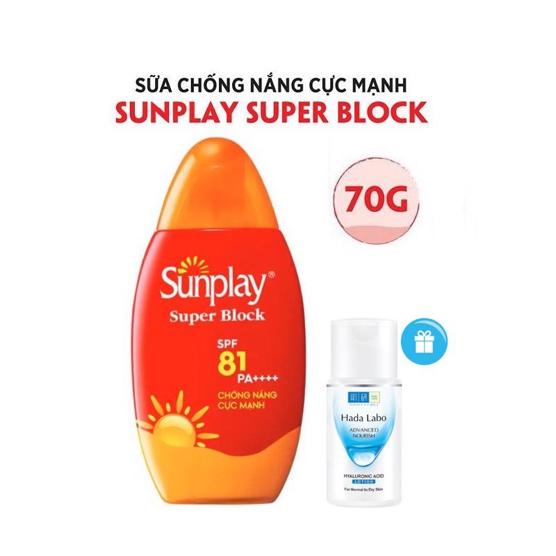 Kem chống nắng Sunplay cực mạnh dạng sữa Sunplay Super Block SPF 81, PA++++ 70g