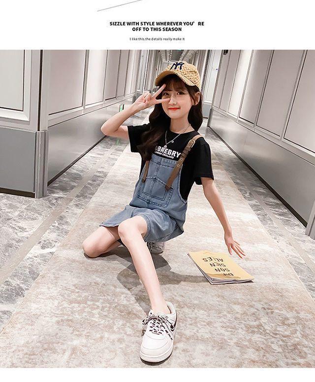 DIYIWEI 2023 Mùa xuân và mùa thu tây phiên bản Hàn Quốc của cô gái váy trẻ em denim dây đeo váy vest đầm bé