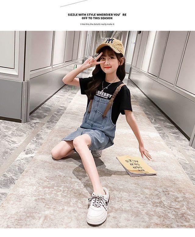 CHENGRUI 2023 Mùa xuân và mùa thu tây phiên bản Hàn Quốc của cô gái váy trẻ em denim dây đeo váy vest đầm bé