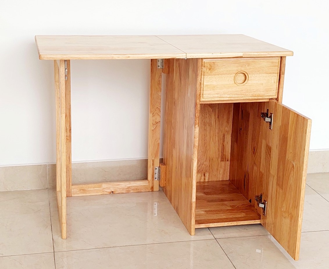 Bàn Làm Việc, Bàn Học Gỗ Cao Su Xếp Gọn 2 Hộc 90*50cm Nhiều Màu - Gỗ Song Bản