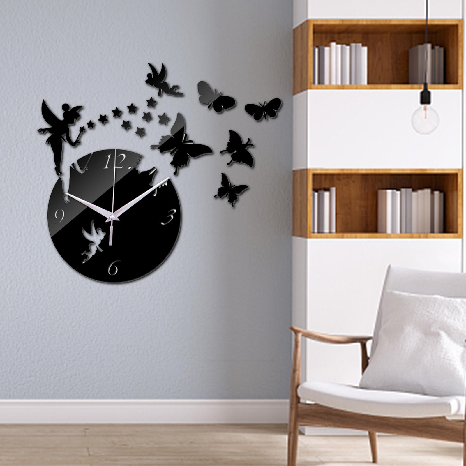 Wall Clock Stickers DIY Acrylic 3D Butterfly Wall Clock Mirror Mute Large Wall Clock Modern Design for Home Decoration
