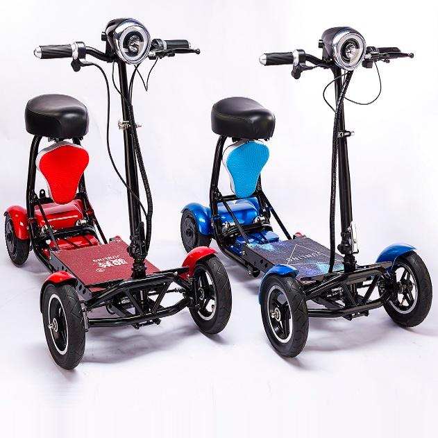 Tăng cường hoàn hảo du lịch biến áp 4 bánh gấp di động xe tay ga mini mới dành cho người lớn di động có thể gập lại xe điện Color: 36v10ah Blue