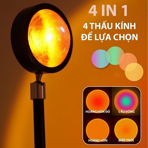 Đèn led hoàng hôn Sunset 4in1 chụp hình sống ảo, quay video clip bản cao cấp tùy chọn nhiều màu sắc khác nhau trang trí, decor bàn làm việc, phòng ngủ