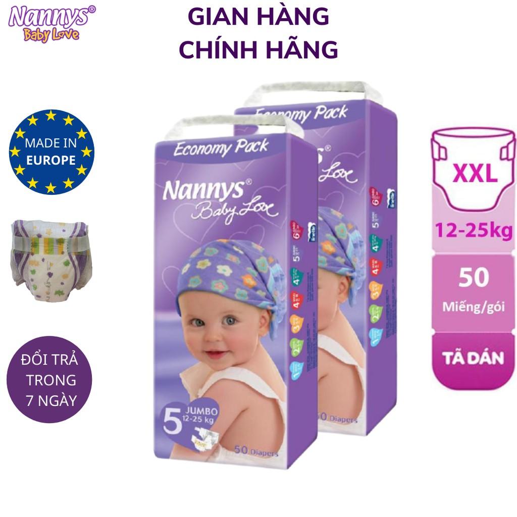 COMBO 2 Tã/ bỉm DÁN Nannys Jumbo XXL 50 miếng (Cho bé 12-25kg)