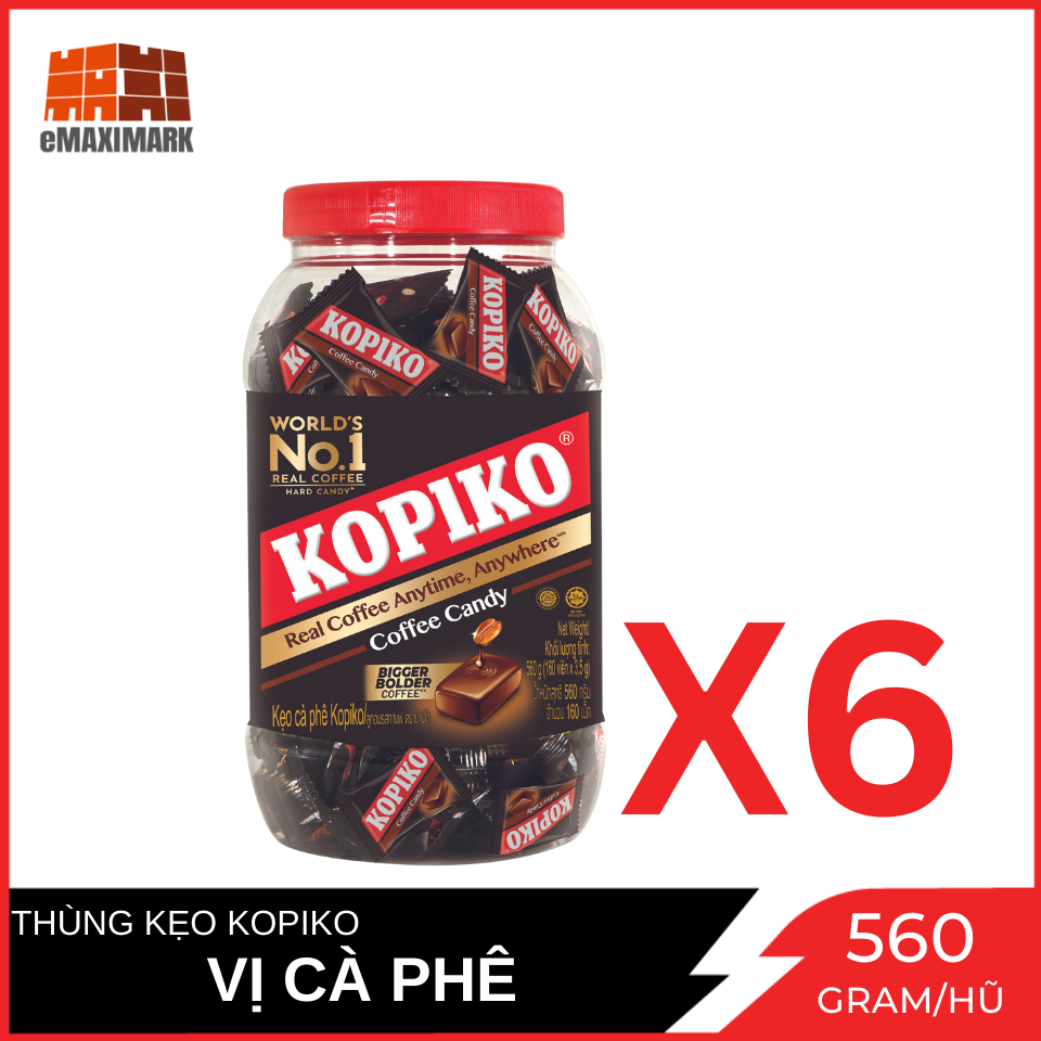 [Nguyên thùng] Kẹo cà phê Kopiko Coffee Hủ 600gX6