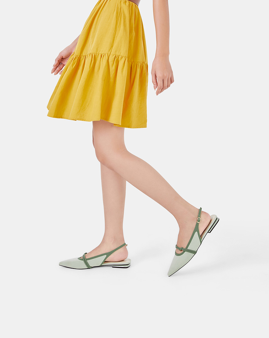 Giày Búp Bê Nữ 3cm Thời Trang JUNO Mũi Nhọn Thắt Nút Trang Trí BB03097