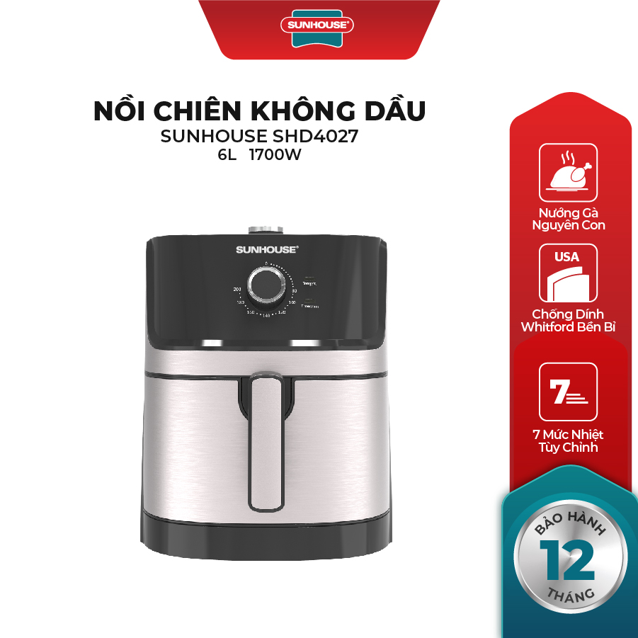 Nồi Chiên Không Dầu Sunhouse SHD4027 (6 Lít) - Hàng chính hãng