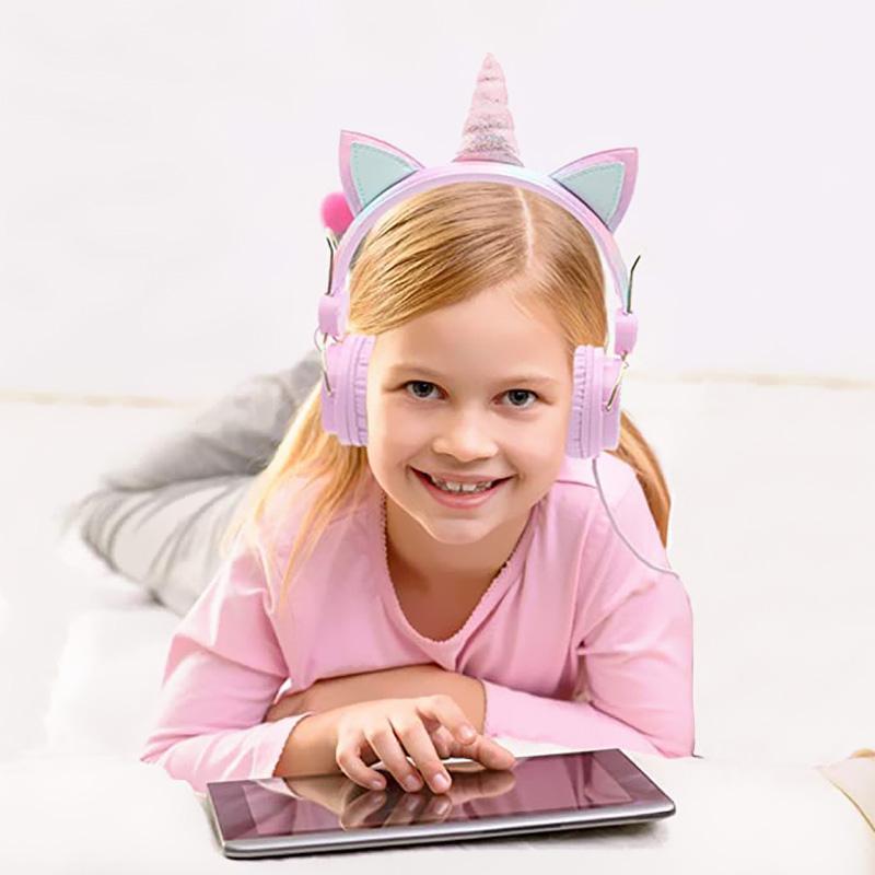 Ngộ Nghĩnh Bé Tai Nghe Nhiều Màu Sắc Kim Cương Kỳ Lân Cô Gái Có Dây Tai Nghe Nhạc Stereo Điện Thoại Tai Nghe Nhét Tai Trẻ Em Giáng Sinh Brithday Quà Tặng