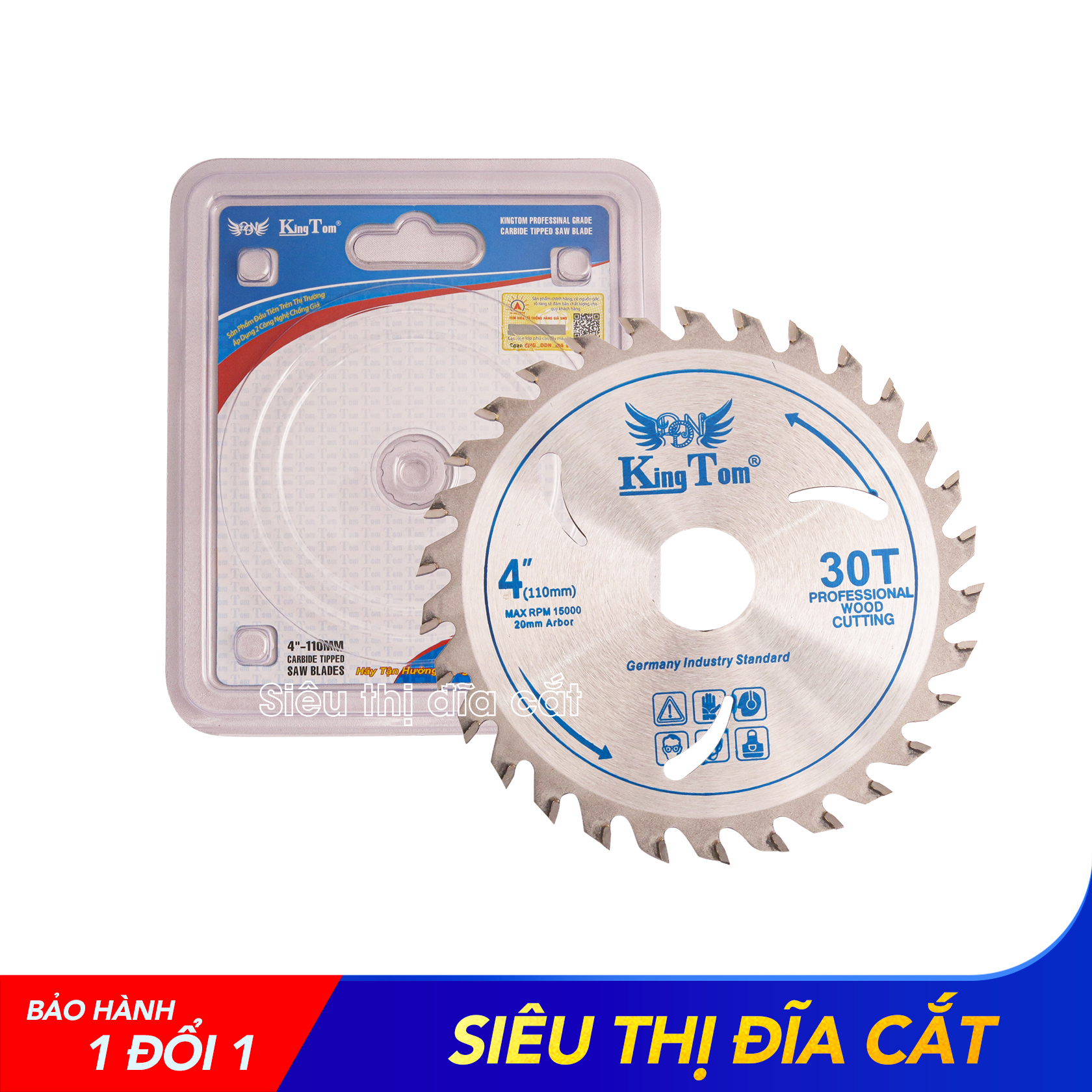 Lưỡi Cưa - Lưỡi Cắt Gỗ Cao Cấp 100-30 Răng KingTom - Chuyên Gỗ Cứng, Gỗ Có Đinh