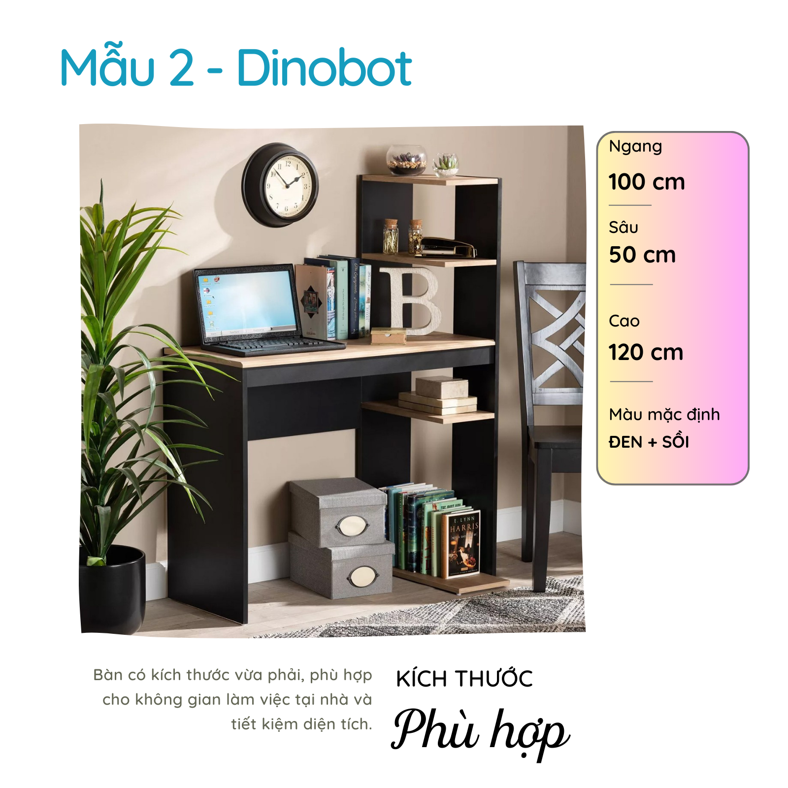 Bàn Làm Việc Tại Nhà Kèm Kệ Sách Phong Cách Hiện Đại Thương Hiệu SMLIFE